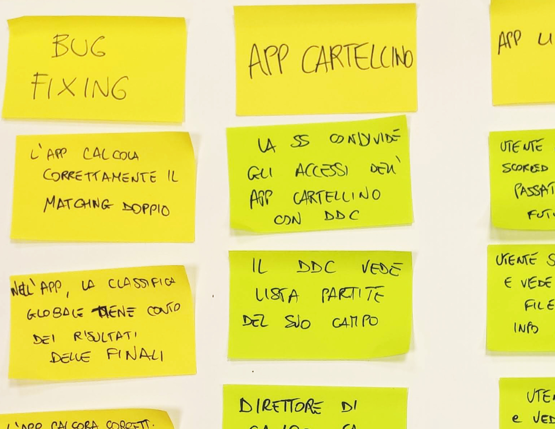 Post-it durante la progettazione