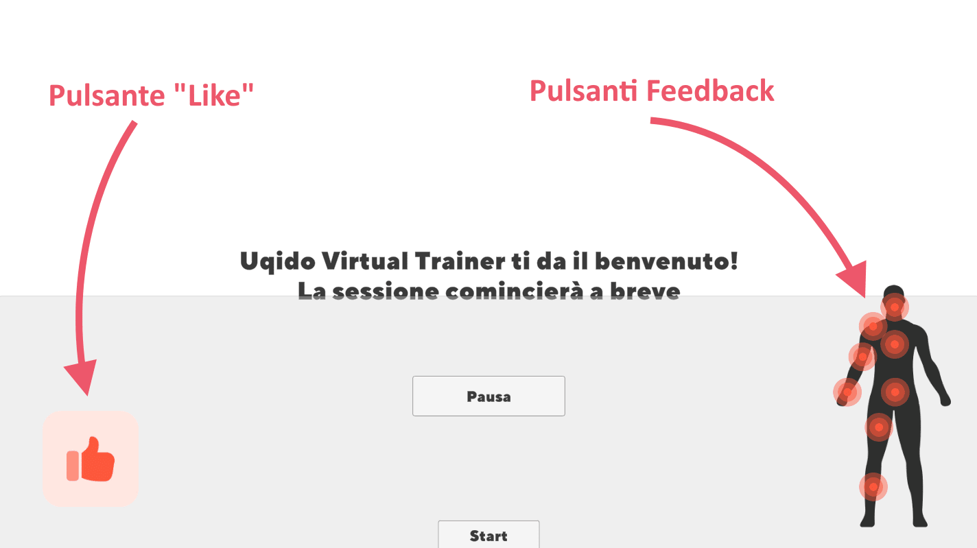 Immagine della schermata iniziale dell'Uqido Virtual Trainer